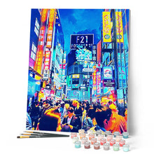 Cargar imagen en el visor de la galería, Pintar por números Tokyo shibuya Figured'Art Intermedio Novedades Ciudades Paisajes
