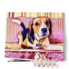 Cargar imagen en el visor de la galería, Pintar por números Beagle lindo Figured'Art Intermedio Novedades Animales Perros