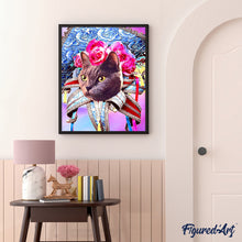 Cargar imagen en el visor de la galería, Pintar por números Gato mardigras Figured'Art Intermedio Novedades Animales Gatos Flores
