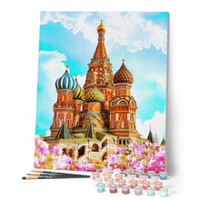 Cargar imagen en el visor de la galería, Pintar por números Catedral de la albahaca Figured'Art Intermedio Novedades Paisajes Ciudades