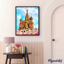 Cargar imagen en el visor de la galería, Pintar por números Catedral de la albahaca Figured'Art Intermedio Novedades Paisajes Ciudades