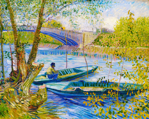 Diamond Painting - Diamond Painting - Pesca en primavera, Pont de Clichy - Van Gogh 40x50cm con bastidor montado
