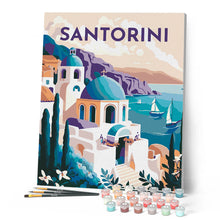 Cargar imagen en el visor de la galería, Póster de viaje Santorini