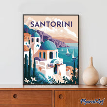 Cargar imagen en el visor de la galería, Póster de viaje Santorini