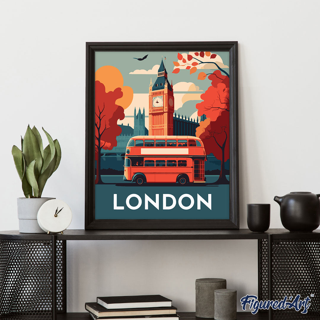 Póster Vintage De Viaje 'Fly TWA' Londres, Tamaño 16x24 Pulgadas, Papel Mate