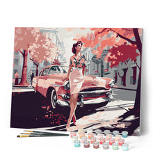 Cargar imagen en el visor de la galería, Dama y Auto Clásico Rosa