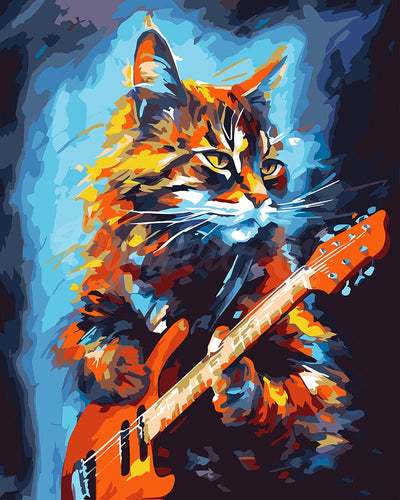 Pintar por numeros Figured'Art - Gato Rockero Abstracto