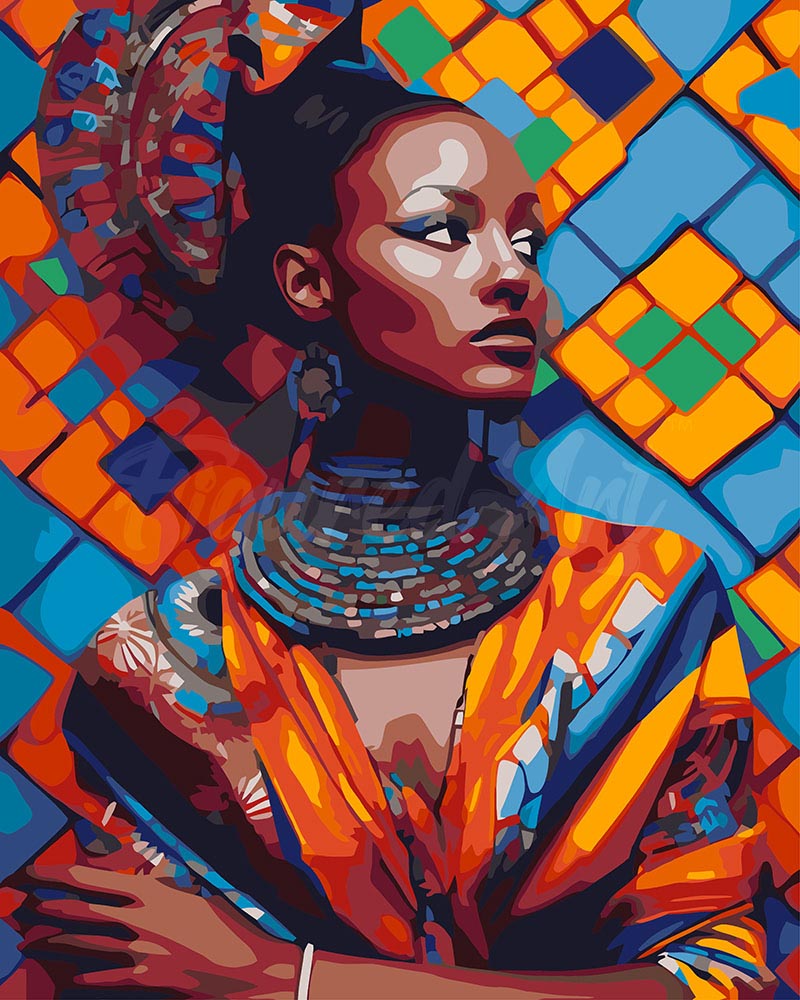 Pintar por numeros Figured'Art - Belleza Africana Tradicional