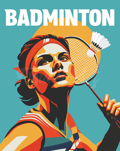 Pintar por numeros Figured'Art - Póster Deportivo de Bádminton