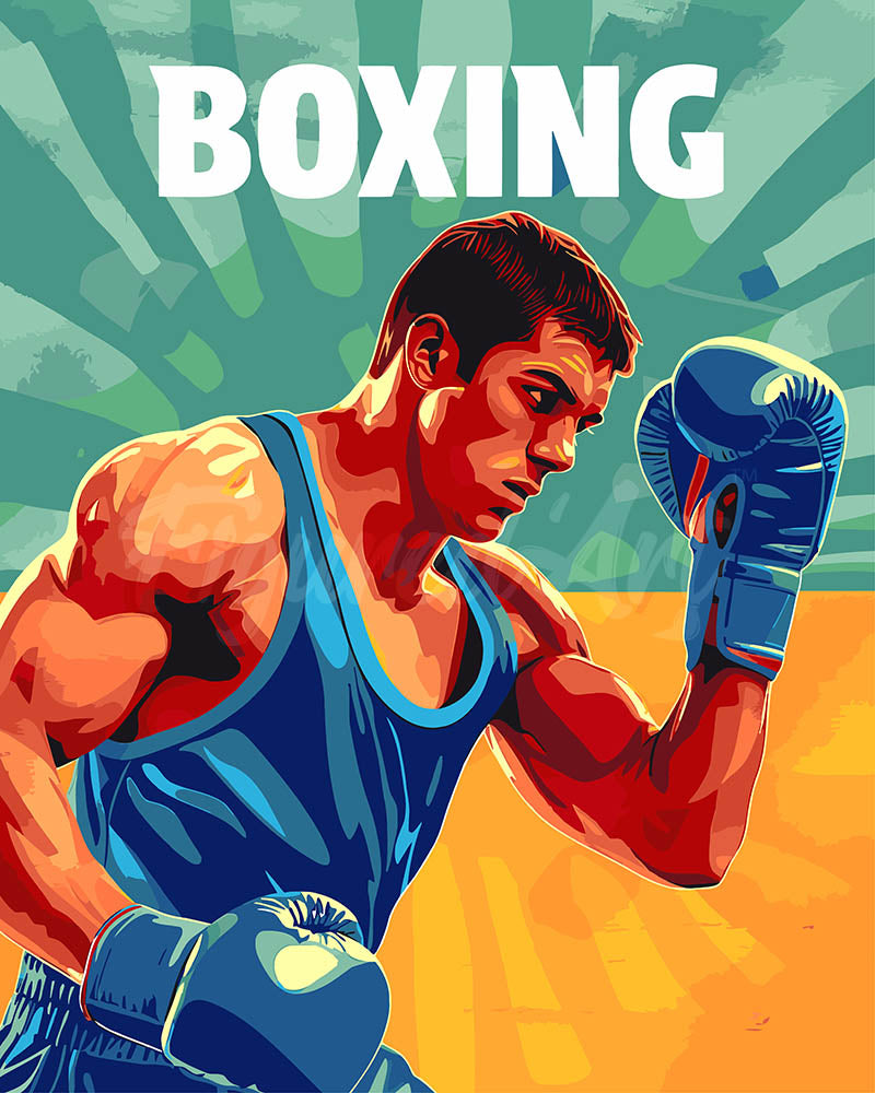 Pintar por numeros Figured'Art - Póster Deportivo de Boxeo