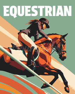 Pintar por numeros Figured'Art - Póster Deportivo de Equitación