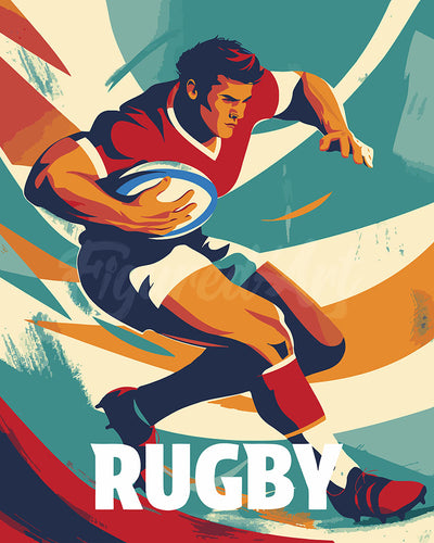 Pintar por numeros Figured'Art - Póster Deportivo de Rugby