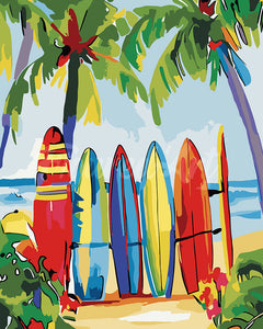 Pintar por numeros Figured'Art - Tablas de surf coloridas