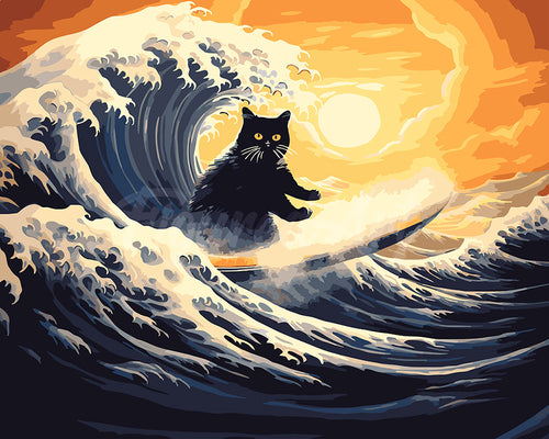 Pintar por numeros Figured'Art - La gran ola del gato negro