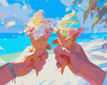 Cargar imagen en el visor de la galería, Pintar por numeros Figured&#39;Art - Helado en la playa