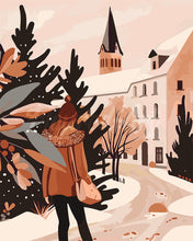 Cargar imagen en el visor de la galería, Pintar por numeros Figured'Art - Paseo invernal en el pueblo