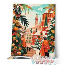 Cargar imagen en el visor de la galería, Escena en el mercado navideño