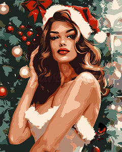 Pintar por numeros Figured'Art - Chica glamorosa de Navidad