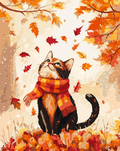 Cargar imagen en el visor de la galería, Pintar por numeros Figured&#39;Art - Gato juguetón de otoño