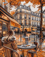 Cargar imagen en el visor de la galería, Pintar por numeros Figured&#39;Art - Momento de café en otoño