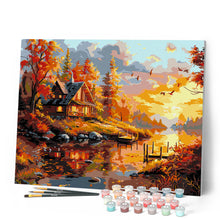 Cargar imagen en el visor de la galería, Atardecer de otoño junto a la cabaña