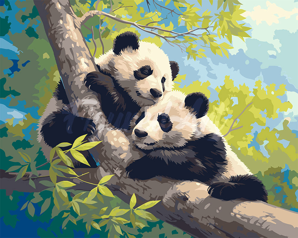 Pintar por numeros Figured'Art - Pandas en una Rama