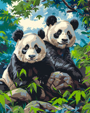 Cargar imagen en el visor de la galería, Pintar por numeros Figured&#39;Art - Gemelos de Panda Gigante