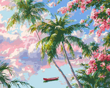 Cargar imagen en el visor de la galería, Pintar por numeros Figured'Art - Laguna Tropical de Ensueño