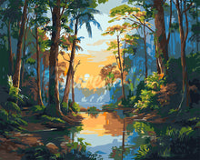 Cargar imagen en el visor de la galería, Pintar por numeros Figured'Art - Lago de la Selva Tropical