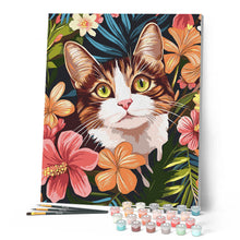 Cargar imagen en el visor de la galería, Gato con Flores Tropicales