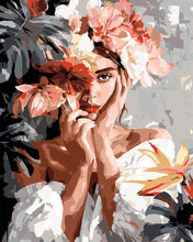 Cargar imagen en el visor de la galería, Pintar por numeros Figured'Art - Retrato de Niña de las Flores
