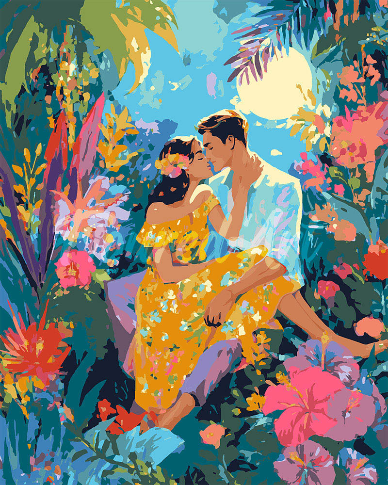 Pintar por numeros Figured'Art - Romance Tropical