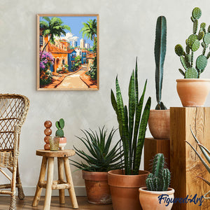 Pintar por numeros - Pueblo Tropical en la Ladera – Figured'Art