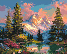 Cargar imagen en el visor de la galería, Pintar por numeros Figured'Art - Resplandor Alpino al Atardecer