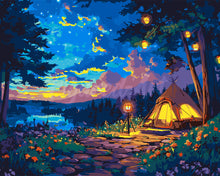 Cargar imagen en el visor de la galería, Pintar por numeros Figured'Art - Noche de Camping Estrellada