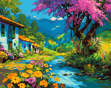 Cargar imagen en el visor de la galería, Pintar por numeros Figured'Art - Arroyo del Pueblo Colorido