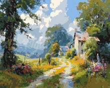Cargar imagen en el visor de la galería, Pintar por numeros Figured'Art - Camino Rural en Flor