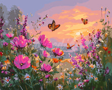 Cargar imagen en el visor de la galería, Pintar por numeros Figured'Art - Atardecer entre Flores Silvestres