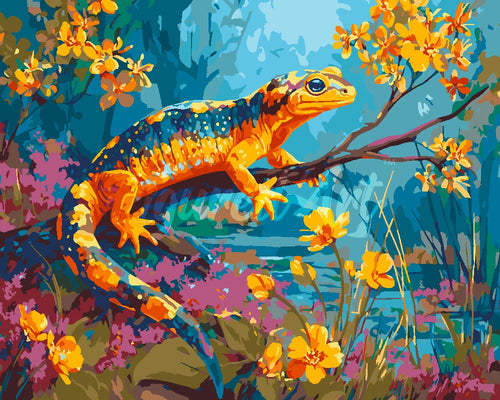 Pintar por numeros Figured'Art - Salamandra Dorada