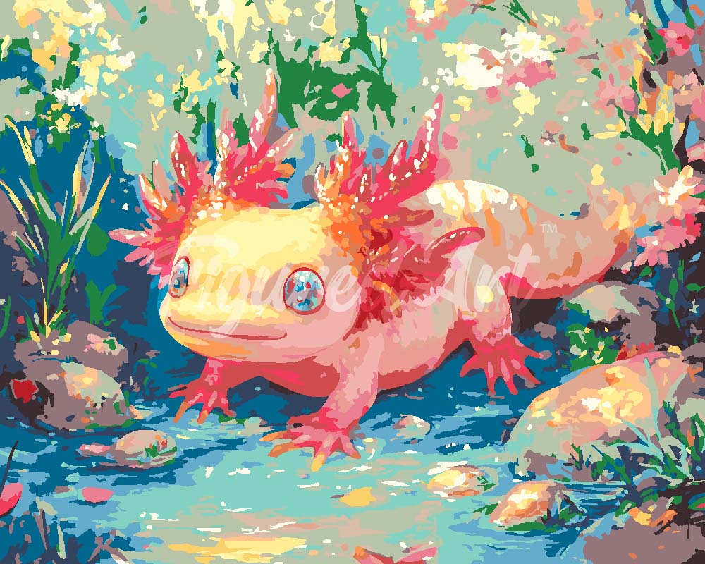Pintar por numeros Figured'Art - Axolotl Tomando el Sol