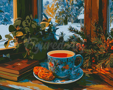 Cargar imagen en el visor de la galería, Pintar por numeros Figured'Art - Té de la Tarde Invernal