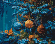 Cargar imagen en el visor de la galería, Pintar por numeros Figured&#39;Art - Abeto Azul y Bolas