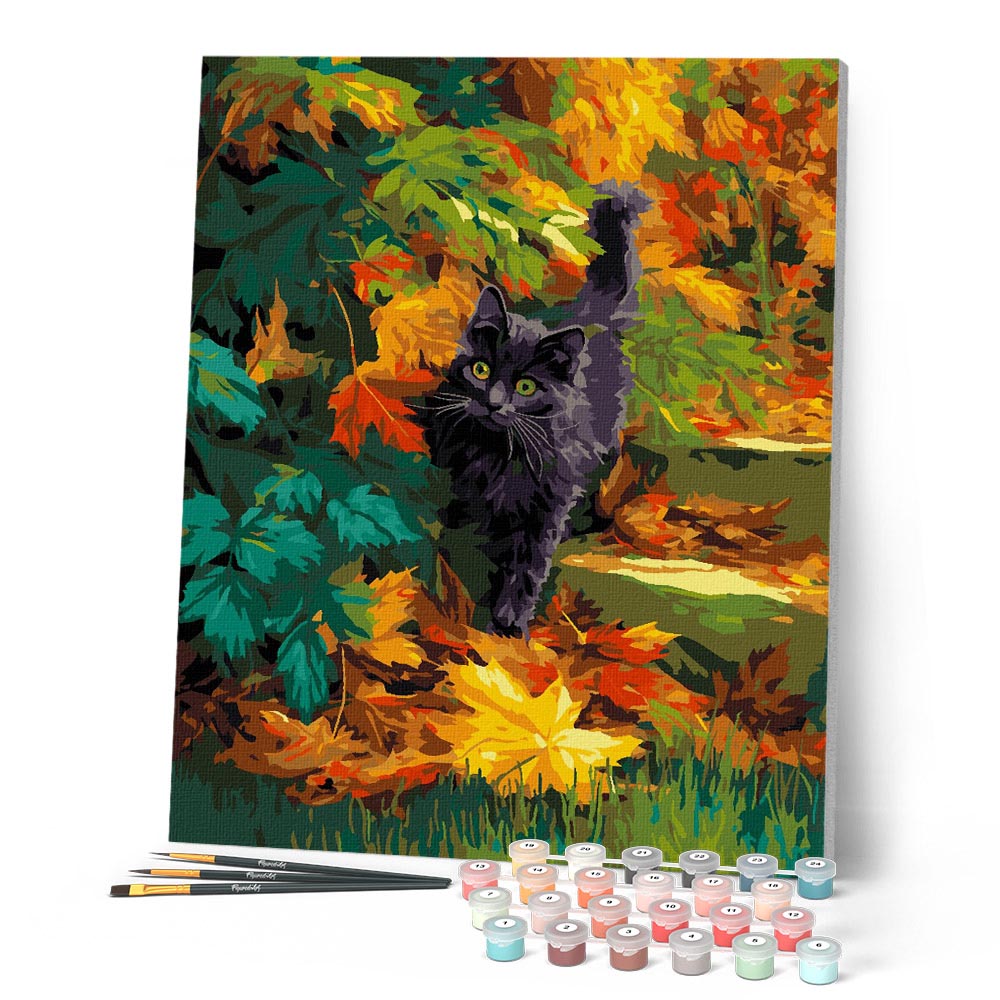 Figured'Art Pintar por Numeros Adultos Gato Negro Art Deco - Manualidades pintura acrilica Kit Cuadro DIY completo - 40x50cm sin bastidor Figured'Art Pintar por Numeros Adultos Gato Negro Art Deco - Manualidades pintura acrilica Kit Cuadro DIY completo - 40x50cm sin bastidor