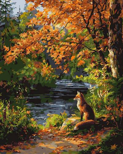 Pintar por numeros Figured'Art - Zorro rojo junto al río