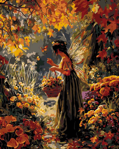 Pintar por numeros Figured'Art - Hada del jardín de otoño