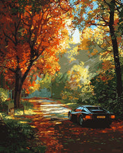 Cargar imagen en el visor de la galería, Pintar por numeros Figured'Art - Viaje dorado por carretera