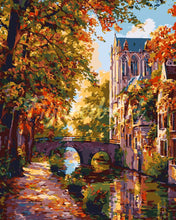 Cargar imagen en el visor de la galería, Pintar por numeros Figured'Art - Pueblo ribereño en otoño