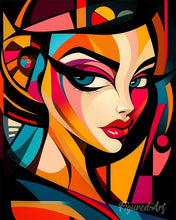 Cargar imagen en el visor de la galería, Pintar por numeros Figured'Art - Rostro Glamuroso Abstracto Audaz