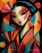 Cargar imagen en el visor de la galería, Pintar por numeros Figured'Art - Geisha Abstracta Audaz
