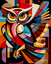 Cargar imagen en el visor de la galería, Pintar por numeros Figured'Art - Búho Nocturno Abstracto Audaz